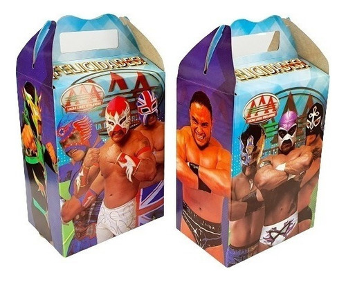 Luchadores  50 Cajas Dulceras Articulos De Fiestas