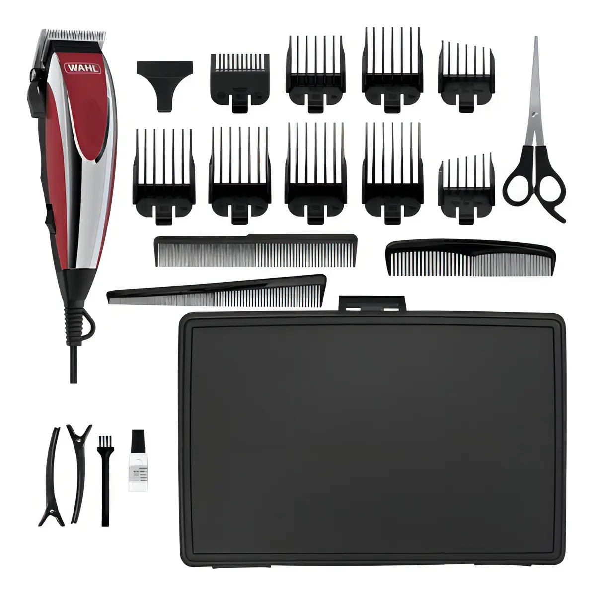 Maquina De Cortar Pelo Wahl Homecut 20 Piezas Estuche Rígido Color Negro/Rojo