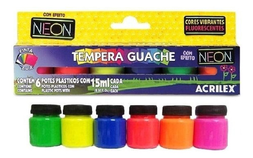 Tempera Acrilex Fluo X6 Colores Serviciopapelero