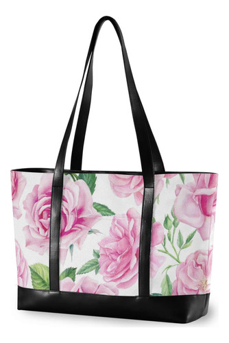 Bolso Tote Para Laptop 15.6  Diseño Floral Rosa Capullo