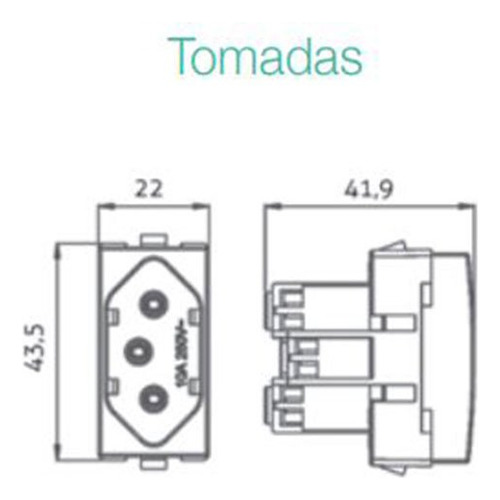 Sleek Ebony Modulo Tomada 2p+t 20a Margirius