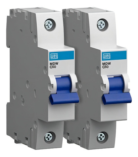 Kit de 2 disyuntores monopolares Weg 50a 5ka Curva C Din MDW-C50