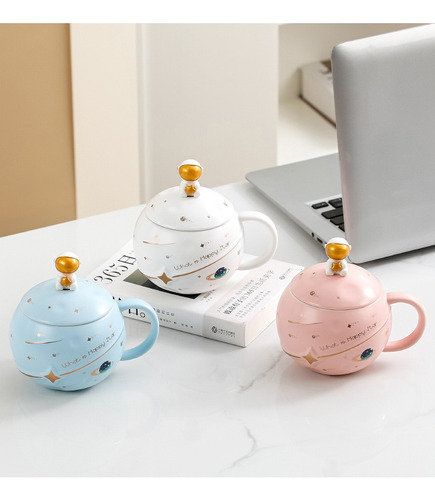 Taza Planeta Astronauta En Relieve De 400ml Con Caja Color Rosa Taza De Cerámica De Astronauta