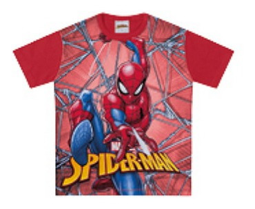 Camiseta Spider Man Fakini Homem Aranha - 03488 - Tam 4 À 10