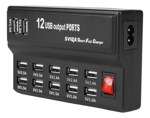 Hub Usb De 12 Puertos, 5 V, 12 A, Adaptador De Corriente, Es
