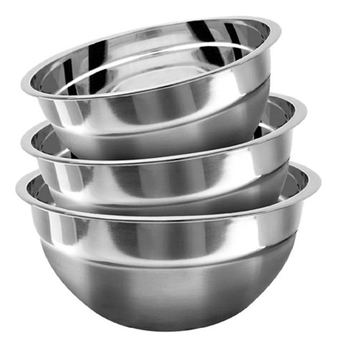 Set 3 Pzs Tazon Bowl 30cm Ensaladera Acero Inoxidable Cocina