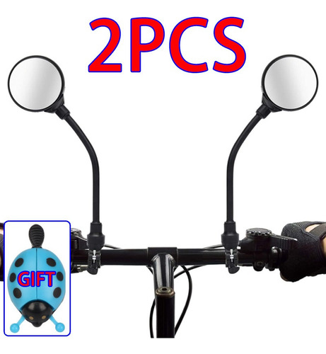 2pcs Espejo Retrovisor Bicicleta Bicicleta Redonda Negro Vel