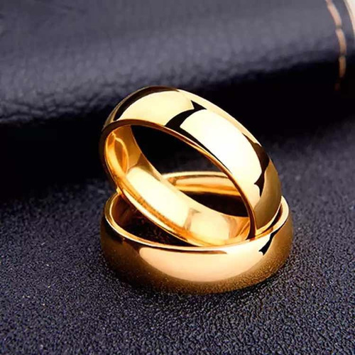 Anillos Acero Baño En Oro 18k Boda Compromiso En Juego 