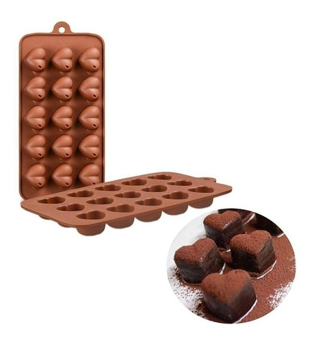 Molde Silicona Flexible Corazón 3 D X15 - Bombón Chocolate 