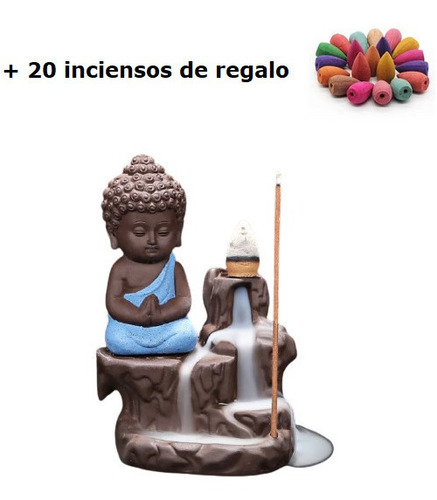 Imagen 2 de 4 de Quemador Incienso Tipo Cascada Buda + 20 Inciensos Reflujo