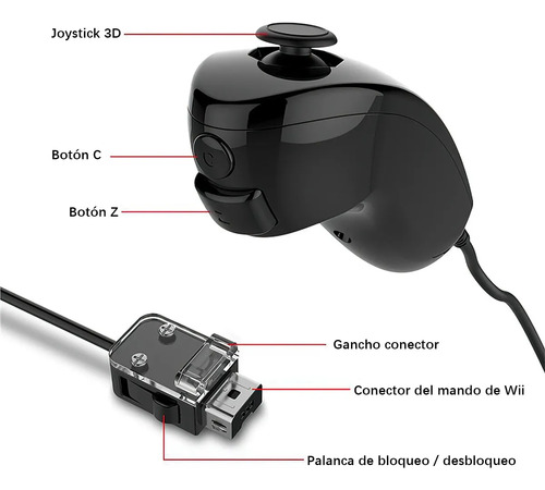 Nunchuk Joystick Para Wii Motion Plus Mando A Distancia 2en1