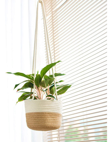 Maceta Colgante Para Plantas (kh) Con Cordón De Algodón Y Yu