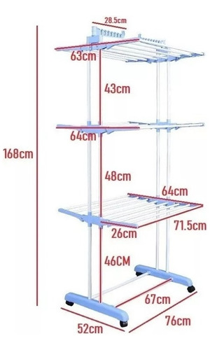 Tendedero Organizador Colgador Ropa Plegable 3 Niveles Blanco
