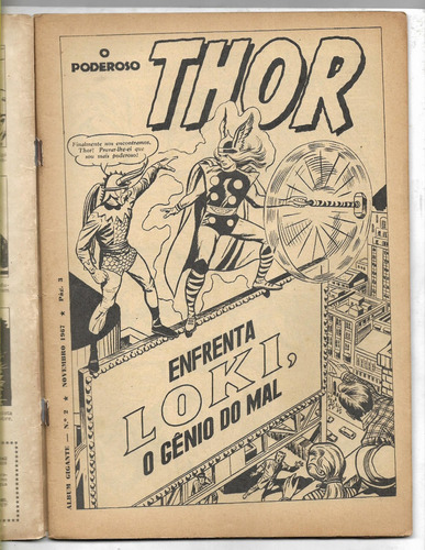 O Poderoso Thor( Album Gigante) Nº 2 Nov 1967 Ebal Original (Usado)
