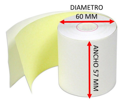 Rollo Papel Quimico 57 Mm Con Copia P Registradora Paquete