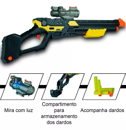Arminha Espingarda De Brinquedo Lança Dardos Com Mira Laser