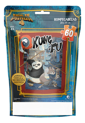Rompecabezas Bolsa Foil Kung Fu Panda 4 60pz