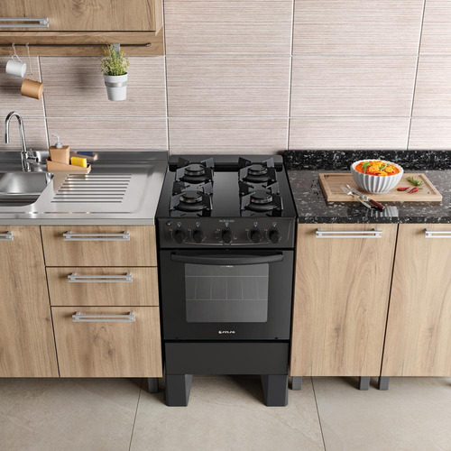 Fogão 4 Bocas Atlas Milão Glass Mesa De Inox A Gás 127/220V