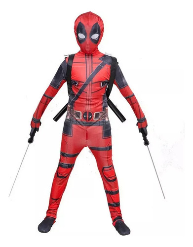 Traje Deadpool Cos + Mochila + Espada Para Crianças Adultos1
