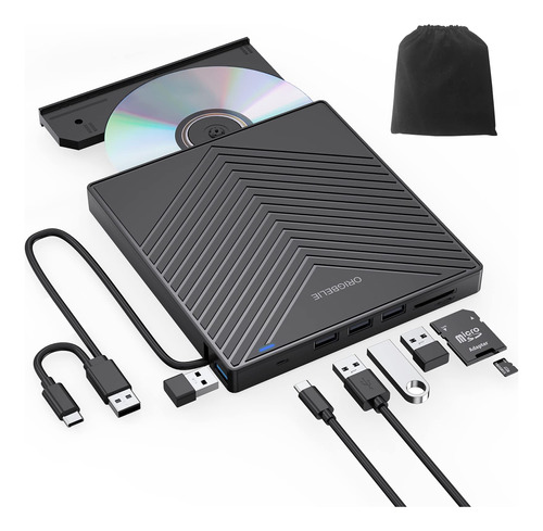 Unidad Externa Cd Dvd Ultra Delgada Usb 3.0 4 Puerto 2 8