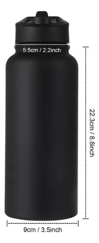 Termo Botella Agua Termica Acero Inoxidable + 4 Tapas 1000ml