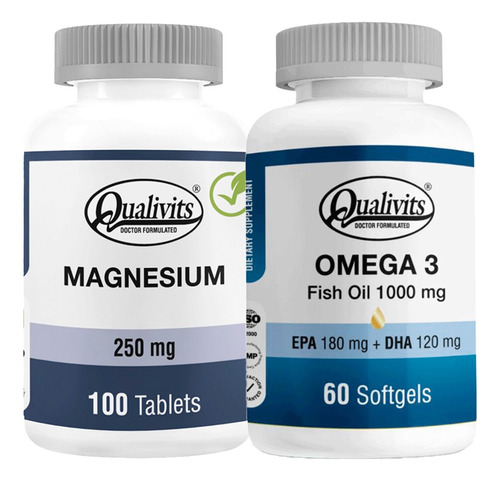 Magnesio 250 Mg + Omega 3 X 60 Cápsulas - Qualivits Sabor Natural