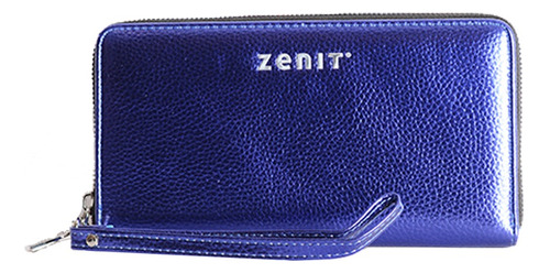 Billetera Dama Mujer Con Cierre Metalizada - Zenit Color Azul