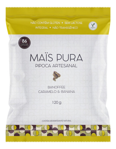 Pipoca Pronta Artesanal Integral Banoffee Maïs Pura Pacote 120g