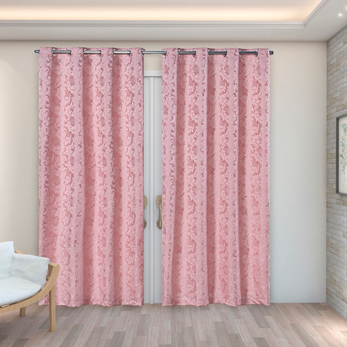 Cortina Jacquard Royal 2,80 M X 1,60 M - Cinza Cor Rosa-claro