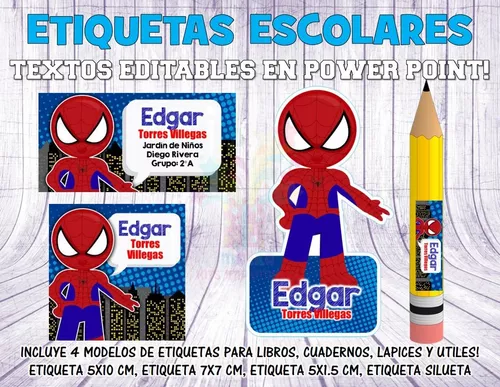 Kit Imprimible Etiquetas Escolares Spiderman Clipart Mod 2 | MercadoLibre