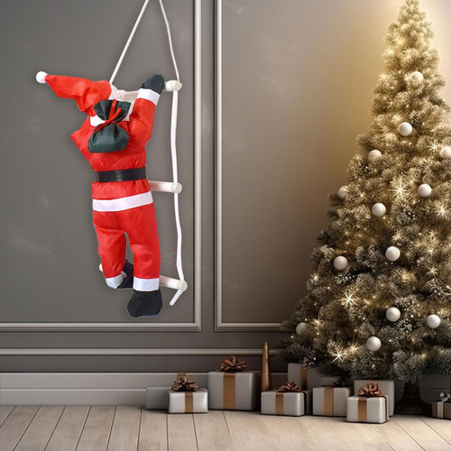 Colgante De Papá Noel Trepando Por Una Escalera 20cmx60cm