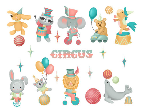 Clipart Circo Circus Animales Acuarela