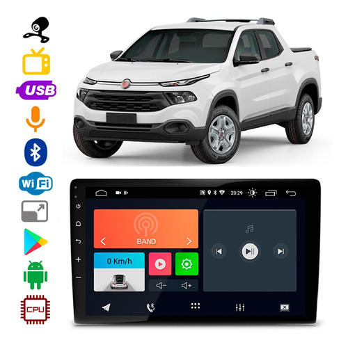 Mp5 Fiat Toro 2015 A 2021 9 Pol Bt Usb Android App + Câmera