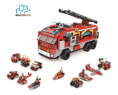 Blocos De Montar 12 Em 1 Cubic Bombeiro 558 Peças Multikids