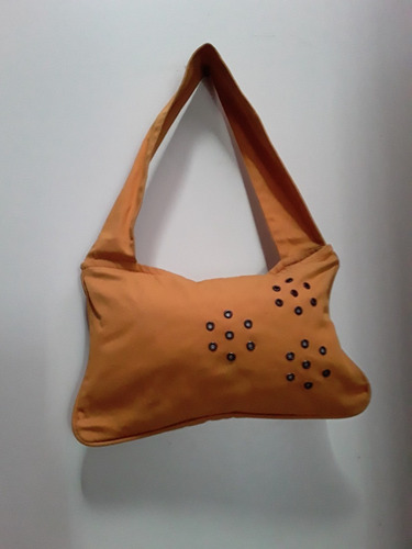 Cartera Naranja De Lona Con Tachas Y Acceso Con Cierre...