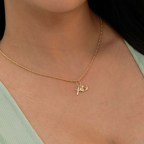 Imagen 3 de 4 de Cadena Lazo 45cms +dije Tres Gracias Oro Laminado 18k