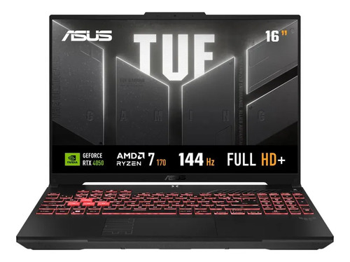 Notebook Gamer ASUS TUF Gaming A16, AMD Ryzen 7, RTX 4050, 16GB RAM, 512GB SSD, Linux KeepOS, Tela 16" IPS 144Hz, Mecha Gray - FA607NUQ-RL167