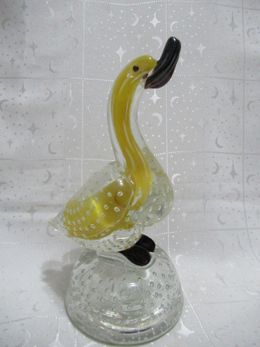Figura Decorativa Cristal Murano Pato Patito Amarillo 22cm