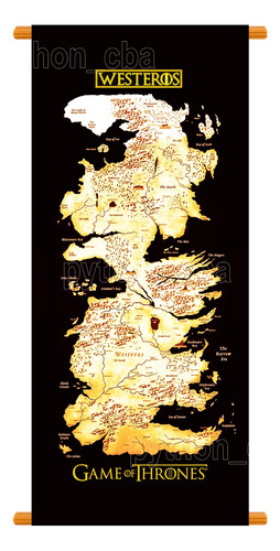 Cuadro Banner Mapa Westeros Game Of Thrones  Listo P/ Colgar