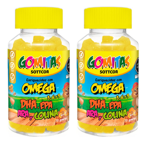 Omega Para Niños Gomitas Sottcor 100g Naranja X2