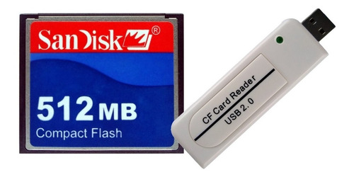 Kit Cf Cartão Compact Flash Sandisk 512mb + Leitor Cf X Usb