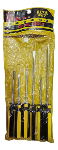 Destornilladores Cruz Y Pala Juego 6pcs  Amarillo Y Negro 