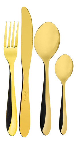 Imagem 1 de 3 de Faqueiro 24 Peças Dourado Ouro Garfo Faca Colher Talheres *