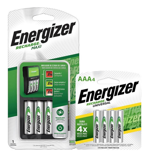 Imagen 1 de 6 de Cargador De Pilas Energizer Maxi + 4 Pilas Recargables Aaa