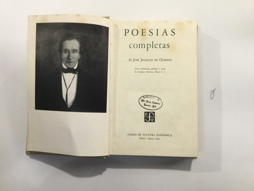 José Joaquín De Olmedo Poesías Completas 1e Ed En Fce 1947