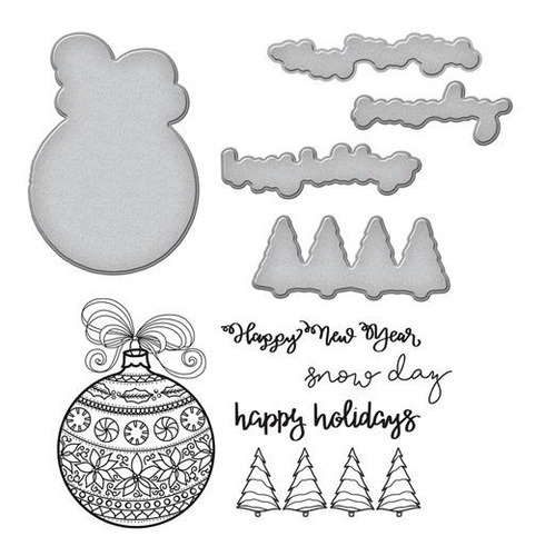 Spellbinders Happy Holiday Ornaments Stamp & Die Set