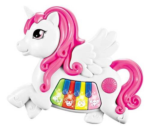 Mini Teclado Musical Infantil Unicornio Branco Dm Toys