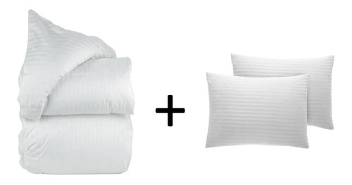 Imagen 4 de 4 de Plumón Queen Blanco Quilt 100% Fibra Silicona + 2 Fundas