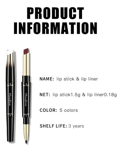 Barra De Labios Antiadherente 2 En 1 Lipstick Lip Liner