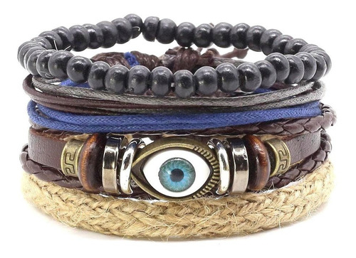 Pulsera Manilla Ojo Turco Cuero Hombre Mujer Envios Gratis